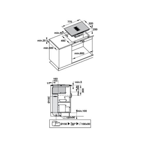 kích thước của bếp từ kết hợp hút mùi Hafele HC-IHH77D 536.61.655