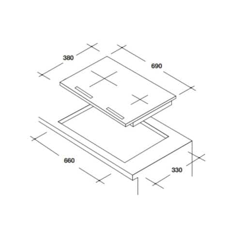 Kích thước Bếp từ đôi Rosieres RPI7220/1