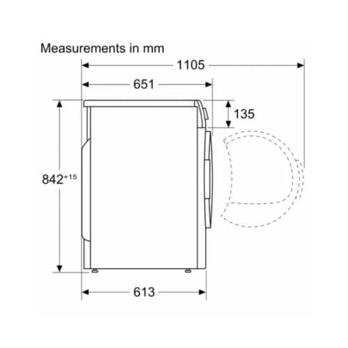 Kích thước máy sấy quần áo Bosch WTB86201SG