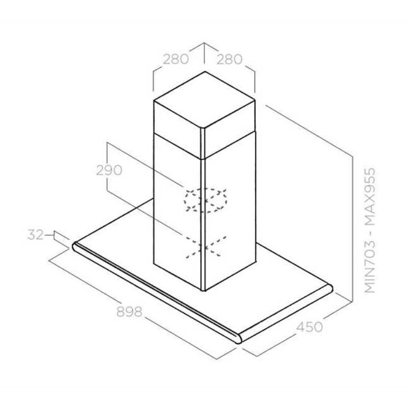 Kích thước máy hút mùi Elica GALAXY ISLAND BLIX/A/90x45 Kích thước máy hút mùi Elica GALAXY ISLAND BLIX/A/90x45