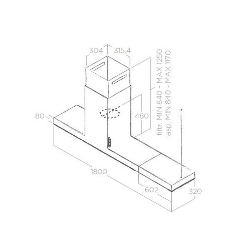 Kích thước máy hút mùi Elica HAIKU ISLAND WH/A/180