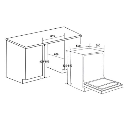 Kích thước Máy rửa bát Rosieres RF 3E7DX-04