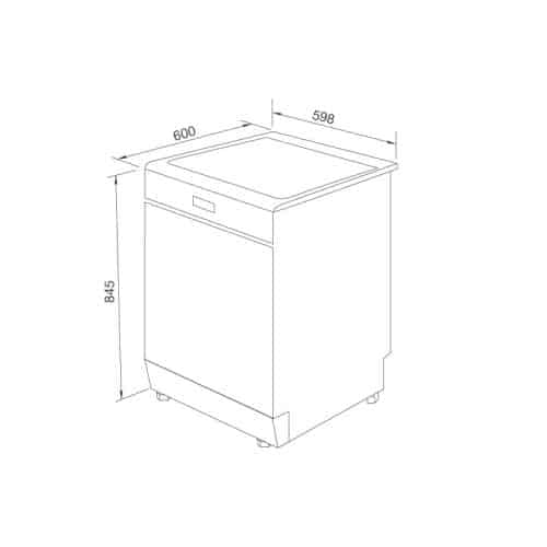 Kích thước máy rửa chén bát Malloca WQP12-5201E