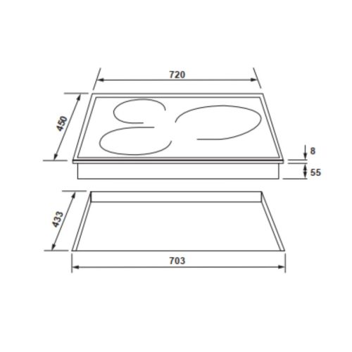 Kích thước Bếp kểt hợp 2 từ 1 điện Rosieres PMI732N