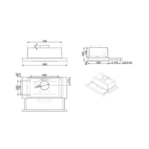 kích thước của máy hút mùi Hafele Smeg KSET91E2 536.84.822