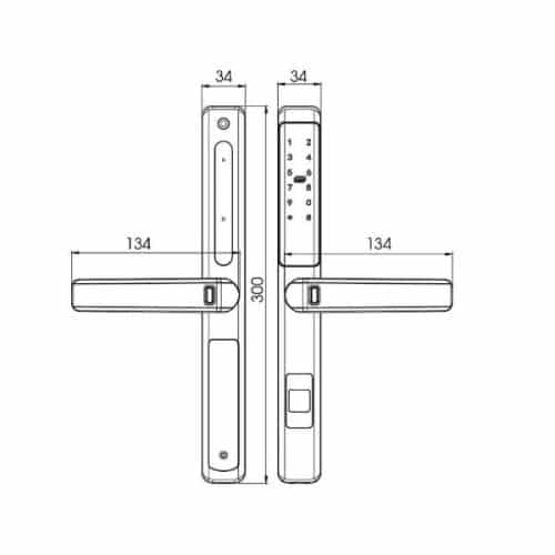 Kích thước của Khóa cửa điện tử Demax SL601 AG - APP WIFI