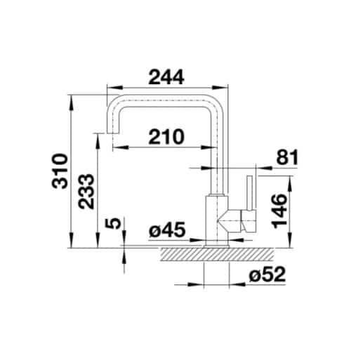 Kích thước Vòi rửa bát Blanco MILI Chrome
