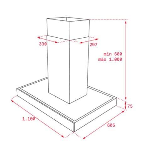 Kích thước của Máy hút mùi đảo Teka DPL ISLAND 1185