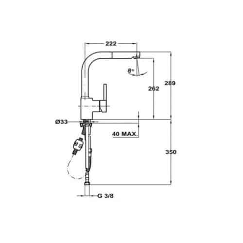Vòi rửa TEKA ARK 938 239381210 3 Kích thước của Vòi rửa Teka Sink faucet pull out ARK 938