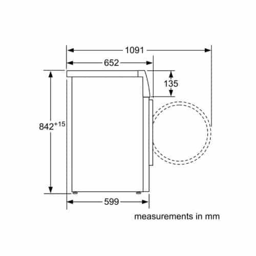 Kích thước máy sấy quần áo BOSCH WTW85460BY