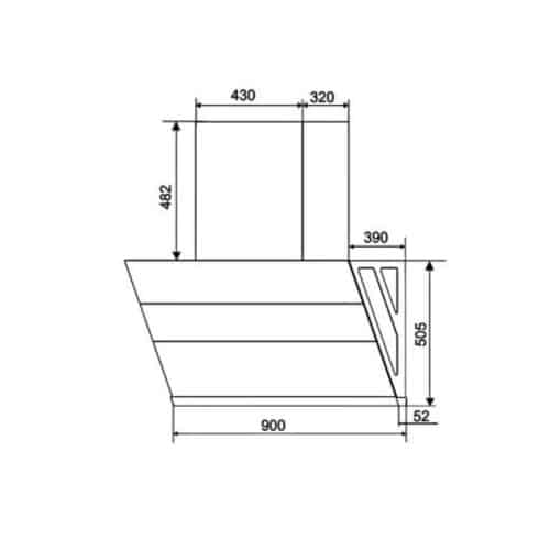 Kích thước của máy hút mùi Hafele HC-H902WC 538.81.742
