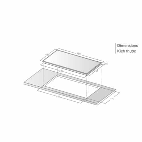 Kích thước Bếp từ đôi Lorca LCI-809 PRO