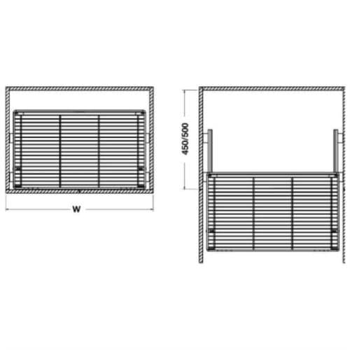 Bộ rổ kéo Hafele 549.03.133 cho tủ bếp dưới rộng 500mm 3 Kích thước của Bộ rổ kéo Hafele 549.03.133 cho tủ bếp dưới rộng 500mm