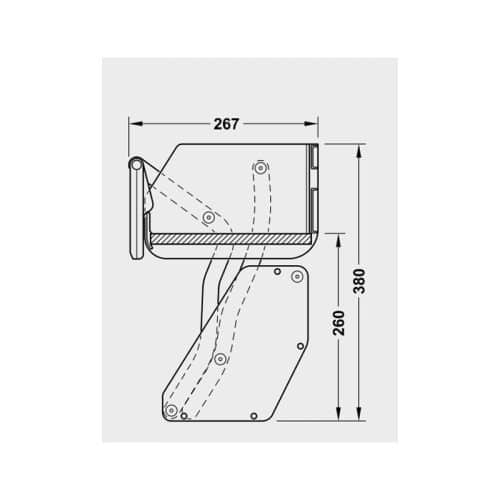Kích thước của Kệ nâng hạ cho tủ bếp rộng 900mm, 1 khay, Hafele 504.68.915