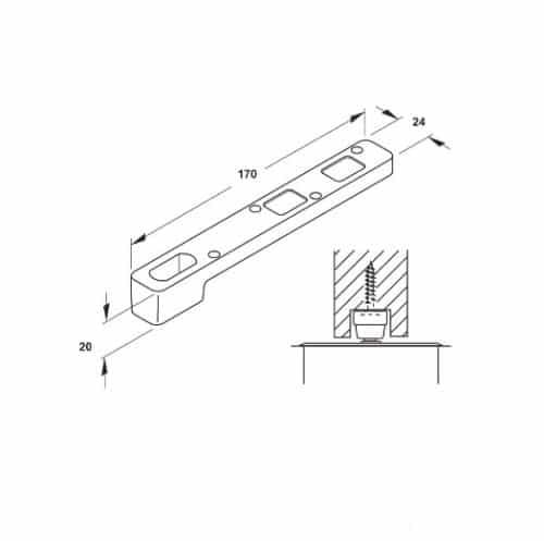 Phụ kiện cho bản lề sàn Hafele 932.79.090 3 Kích thước của Phụ kiện cho bản lề sàn Hafele 932.79.090