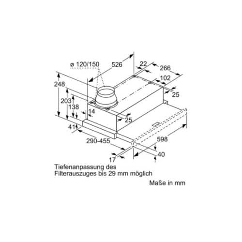 Máy hút mùi âm tủ Bosch DFL064W53B 6 Kích thước máy hút mùi âm tủ Bosch DFL064W53B