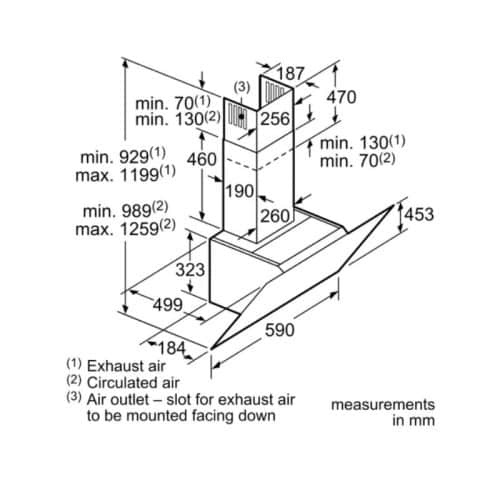Máy hút mùi Bosch DWK67HM60B 7 Kích thước máy hút mùi Bosch DWK67HM60B