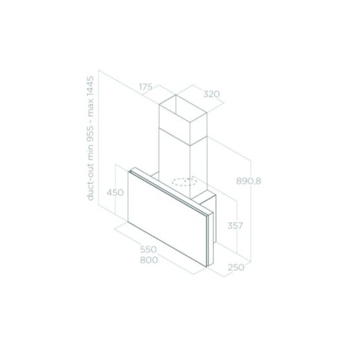Kích thước máy hút mùi áp tường Elica PLAT WH/F/80 PRF0165712