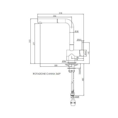 Thiết kế của vòi rửa bát nóng lạnh Reginox CEDAR HMH.R31643