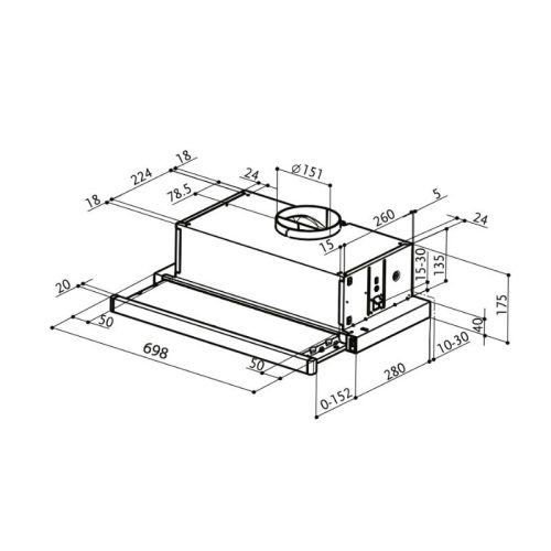 Kích thước máy hút khử mùi Faber FB FLEXA 70