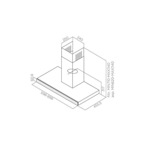 Kích thước máy hút mùi Elica JOY WHIX/A/60