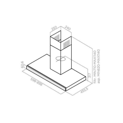Kích thước máy hút mùi Elica JOY WHIX/A/90