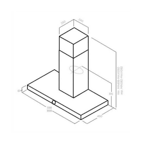 Kích thước máy hút mùi Elica LOL BL/A/90