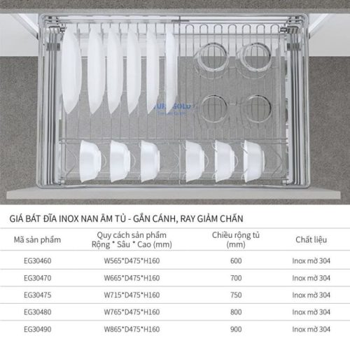 Kích thước Giá bát đĩa Eurogold EG30480