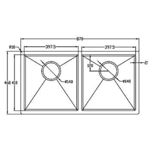 Kích thước chậu rửa bát inox 2 hố Eurogold EUC28746ED