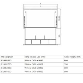 Kích thước giá xoong nồi Eurogold EUM5190G