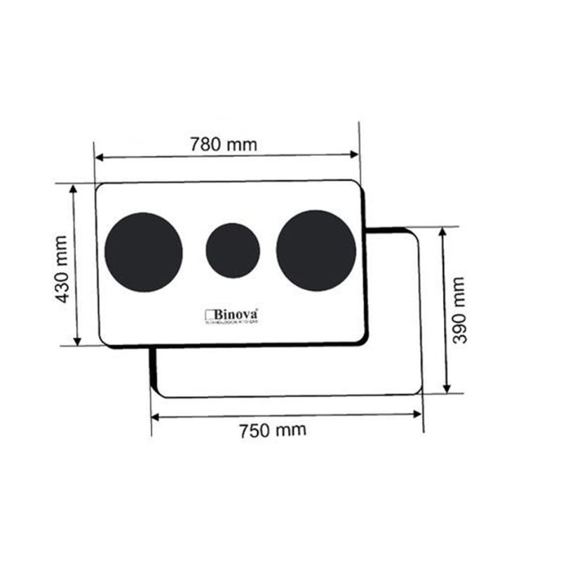 Kích thước bếp từ Binova 3 vùng nấu BI-334-ID lắp âm Kích thước bếp từ Binova 3 vùng nấu BI-334-ID lắp âm