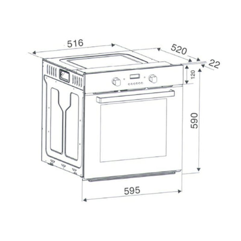 Kích thước lò nướng âm tủ 70L Binova BI-66-ISO-SS Kích thước lò nướng âm tủ 70L Binova BI-66-ISO-SS