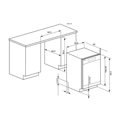 Máy rửa bát âm tủ/độc lập Binova BI-1102DWS 3 Kích thước máy rửa bát âm tủ/độc lập Binova BI-1102DWS
