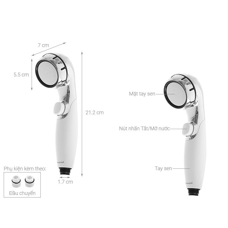 Kích thước vòi sen lọc nước Cleansui ES301-WT Kích thước vòi sen lọc nước Cleansui ES301-WT