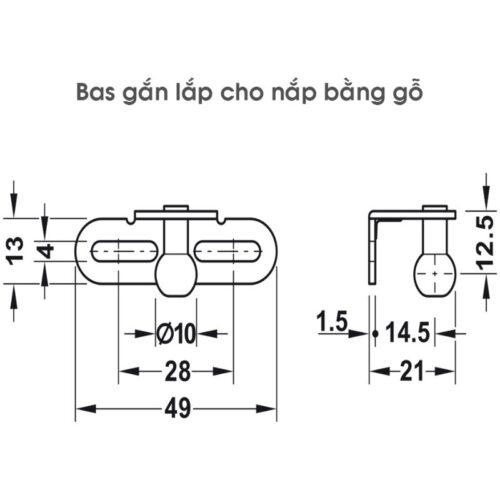 Pittong đẩy cánh tủ 120N Hafele 373.82.909 9 Kích thước pittong đẩy cánh tủ 120N Hafele 373.82.909