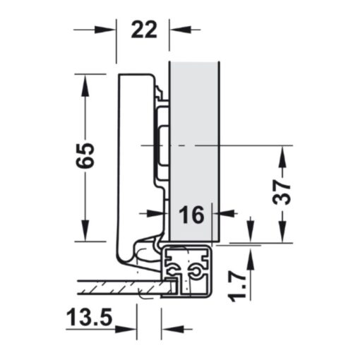 Kích thước bản Lề Metalla SM 110º Trùm Ngoài Hafele 315.26.710