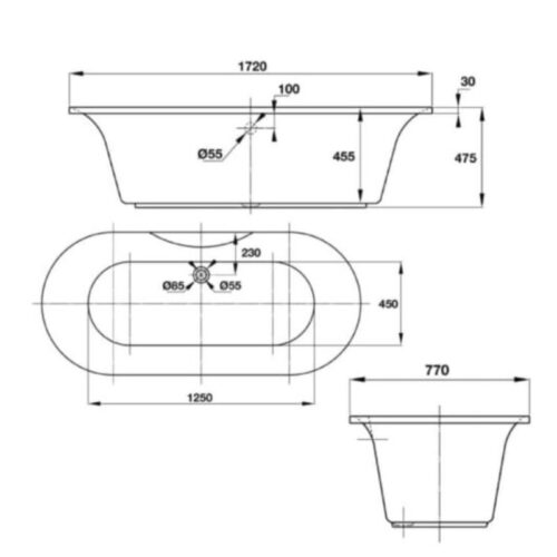 Kích thước bồn tắm âm tròn Hafele 588.55.603