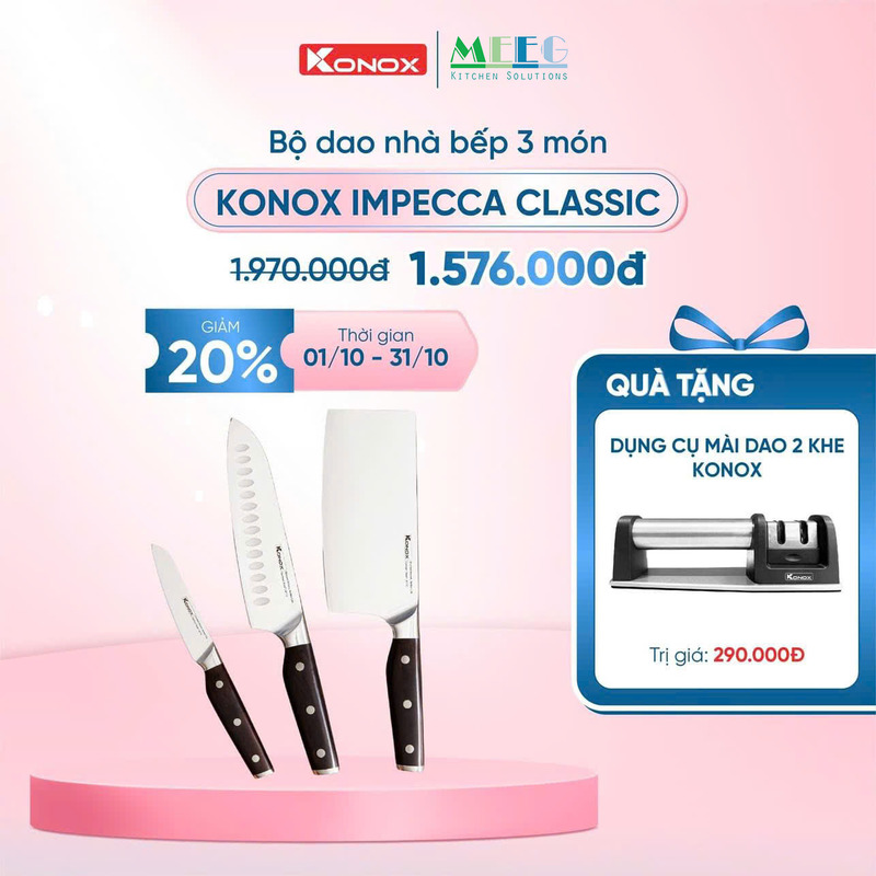 Khuyến mãi bộ dao làm bếp cao cấp 3 món Konox Impecca Classic Khuyến mãi bộ dao làm bếp cao cấp 3 món Konox Impecca Classic