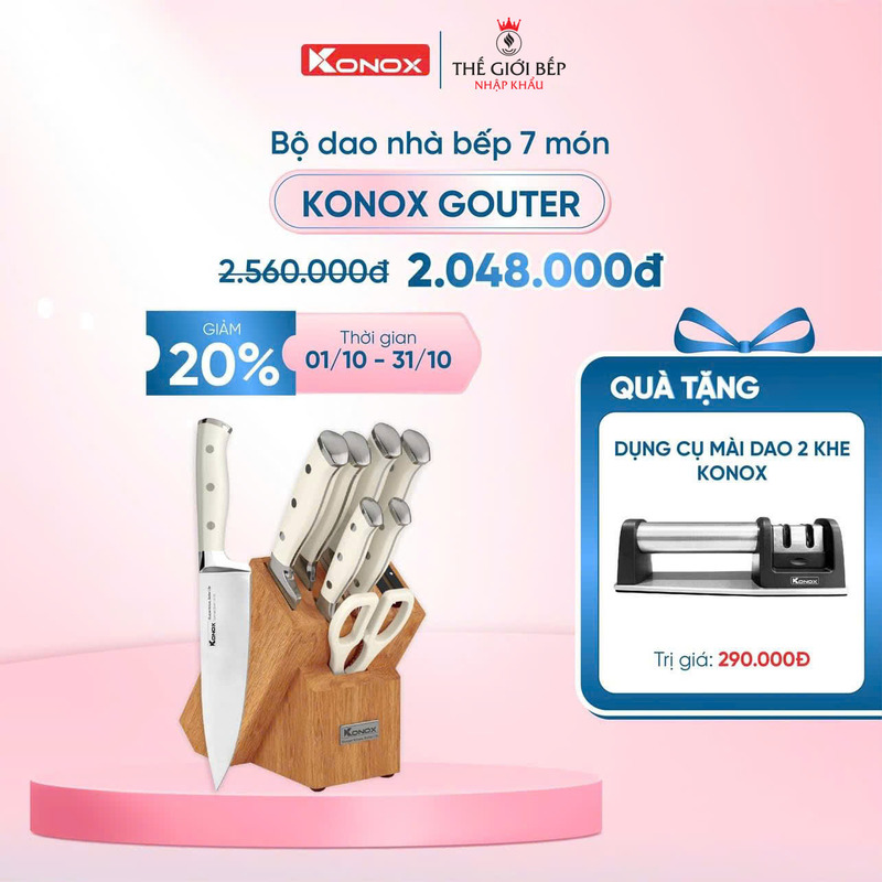 Khuyến mãi bộ dao làm bếp cao cấp 7 món Konox Gouter Khuyến mãi bộ dao làm bếp cao cấp 7 món Konox Gouter
