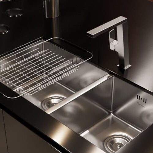 Chậu rửa bát inox 2 hố Konox Cube 8144DU 3 Ảnh chậu rửa bát inox 2 hố Konox Cube 8144DU