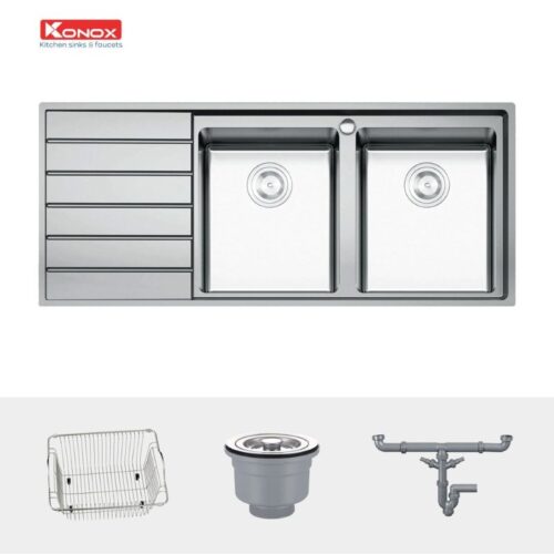 Chi tiết chậu rửa bát Konox European sink Premium KS11650 2B Bàn trái