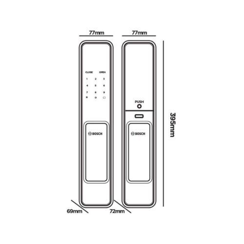 Khóa cửa vân tay Bosch EL600 EU Gray 3 Kích thước khóa cửa vân tay Bosch EL600 EU Gray