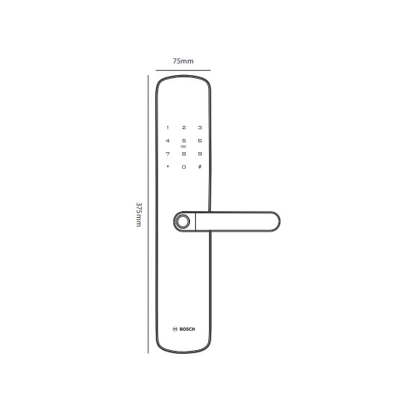 Kích thước khóa cửa vân tay Bosch ID60 EU Gray Kích thước khóa cửa vân tay Bosch ID60 EU Gray