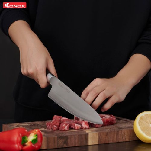 Dao đầu bếp thép Nhật Konox Damascus Eiko Series 8″ Chef Knife 4 Hình ảnh dao đầu bếp thép Nhật Konox Damascus Eiko Series 8″ Chef Knife